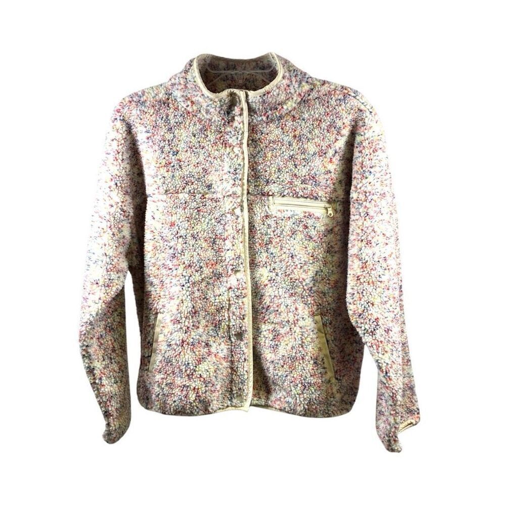 OFFLINE by Aerie Speckled Chunky Fleece Teddy Snap Jacket in Confetti Size S